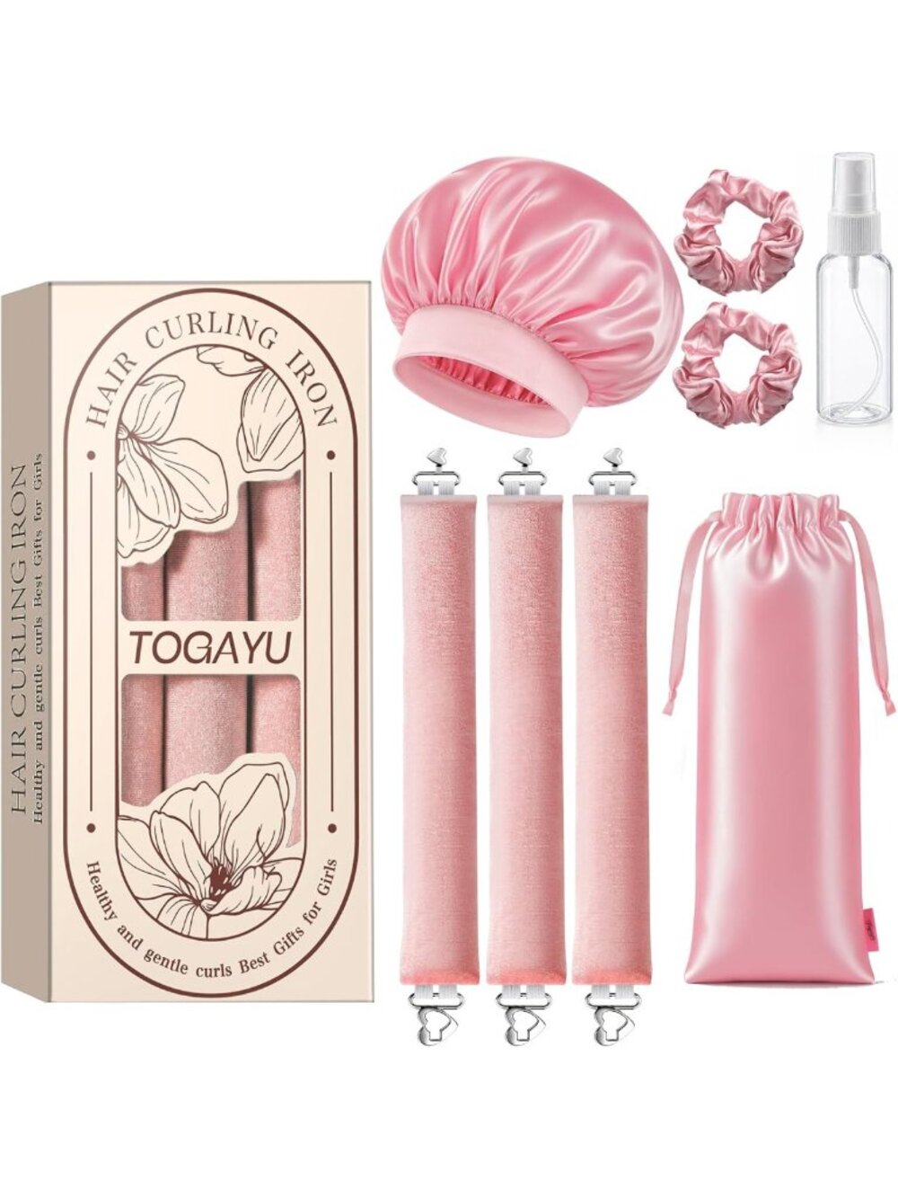 Heatless Hair Curlers Set with Satin Bonnet - No Heat Damage, Soft Curls
